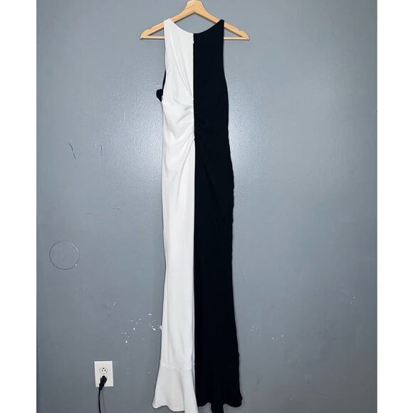 Talbot Runhof Two Tone Ruffle Column Maxi Gown Black White Size 6 NWT - Picture 6 of 14